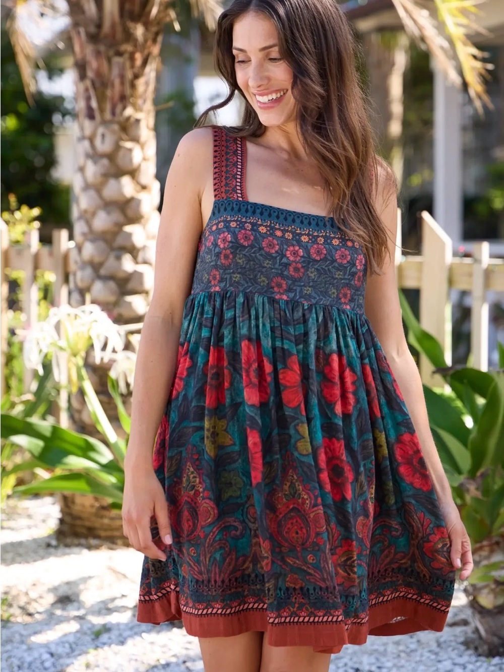 Natural Life Tricia Mini Dress Sz XL Floral All Over Print